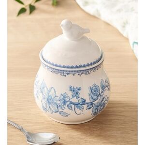 The Pioneer Woman Blue Floral Ceramic Jar with Bird Lid